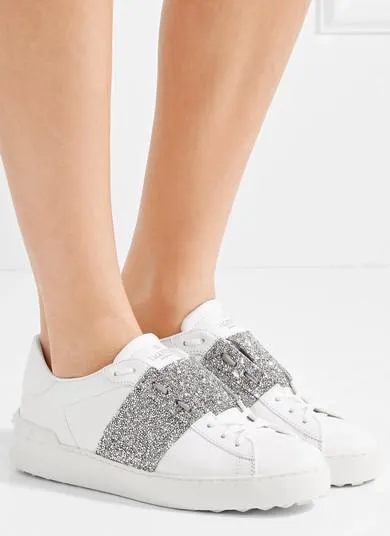 Crystal-Embellished Leather Sneakers