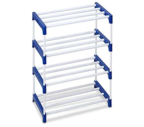 Ebee 8 Pair Metal Shoe Stand (Blue, 4 Shelves) Foldable Shoe Rack with 3 Shelves (Maroon)