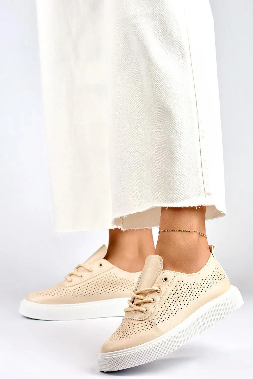 Eco-Friendly White Leather Sneakers with Platform