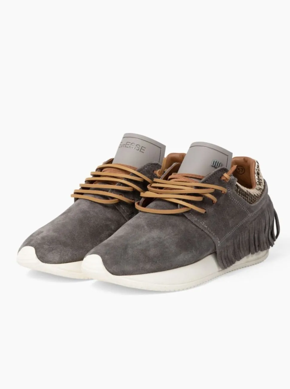 Esseutesse Suede Fringe Sneaker - Grey