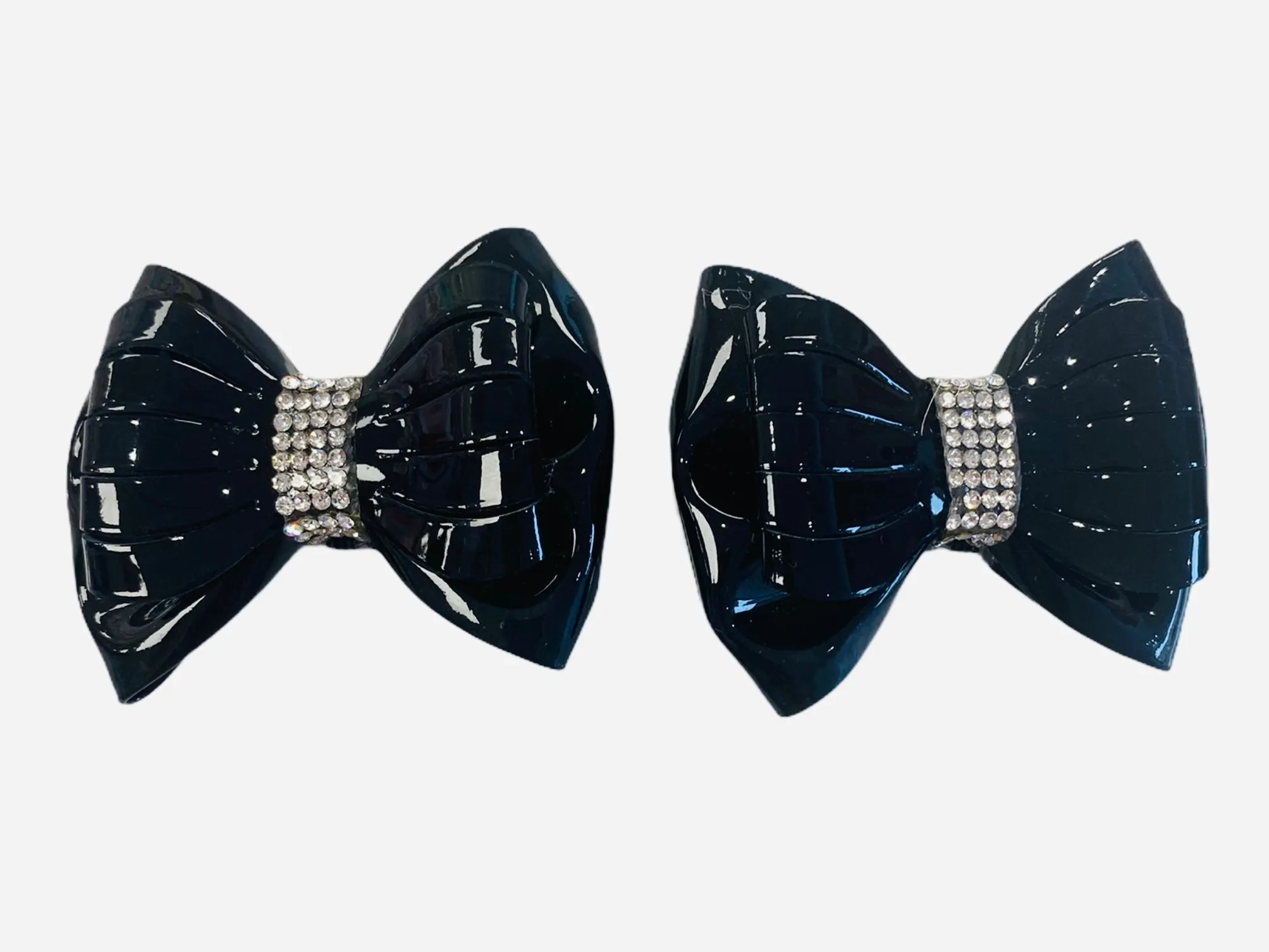 Extra Glitz Black Patent Shoe Bows