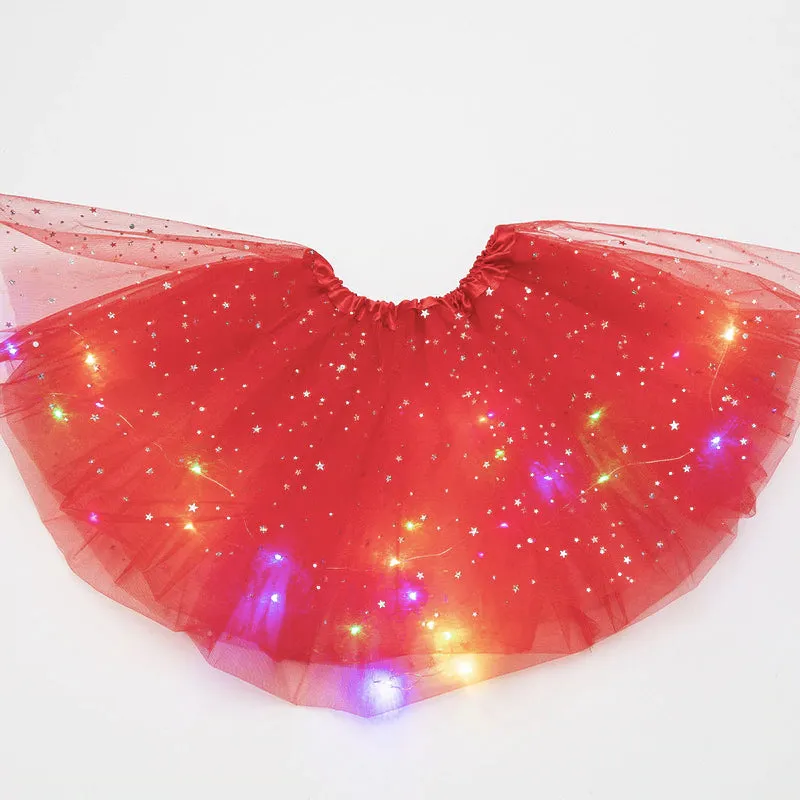 FancyDressWale Unicorn Red Tutu LED Skirt and Top Birthday Dress for Girls-B2