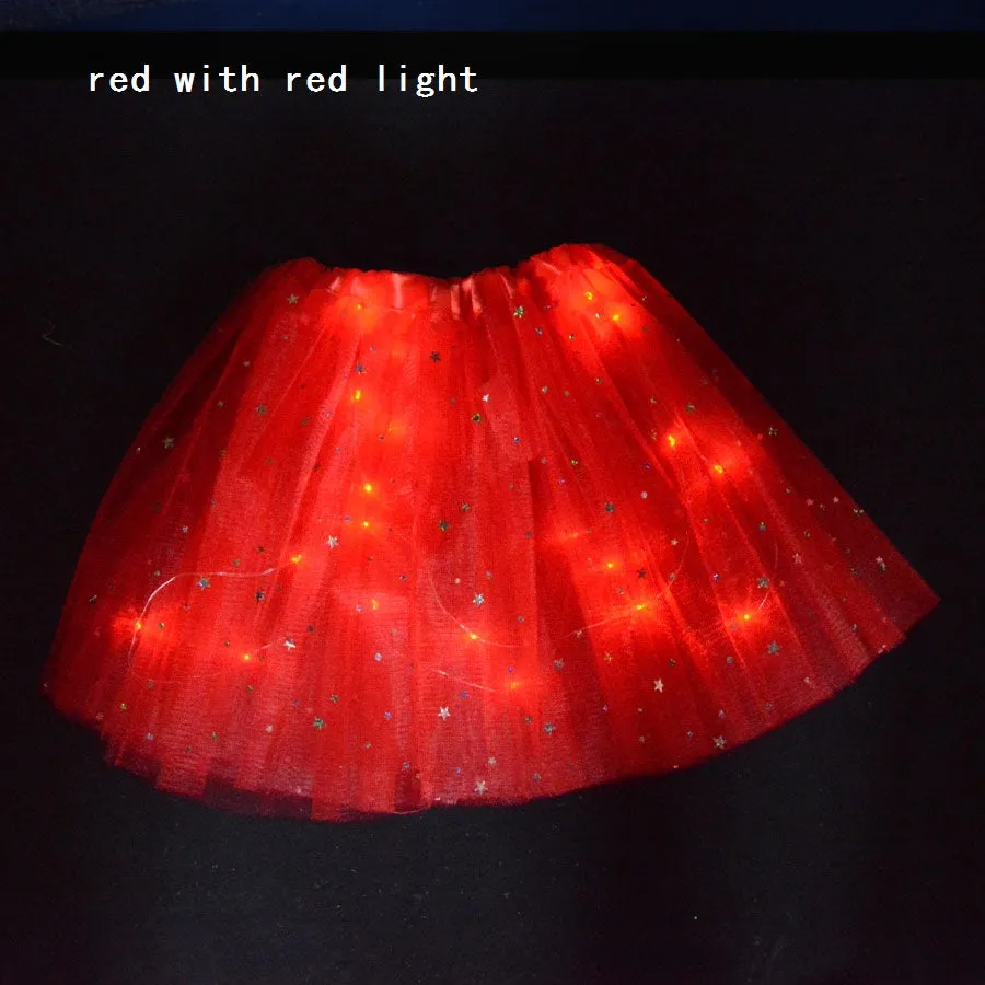 FancyDressWale Unicorn Red Tutu LED Skirt and Top Birthday Dress for Girls-B6