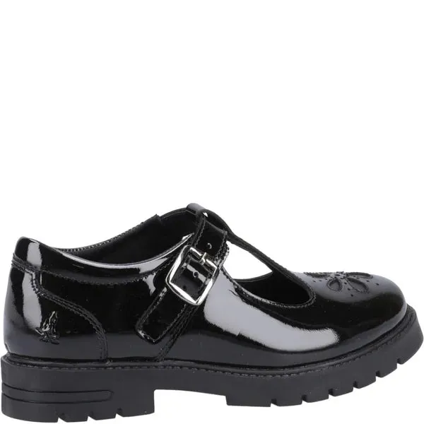 FIONA Girls Leather T-Bar Shoes Patent Black