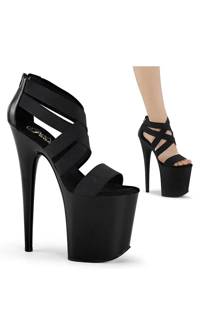 FLAMINGO-869 Black Strappy Platform Heels