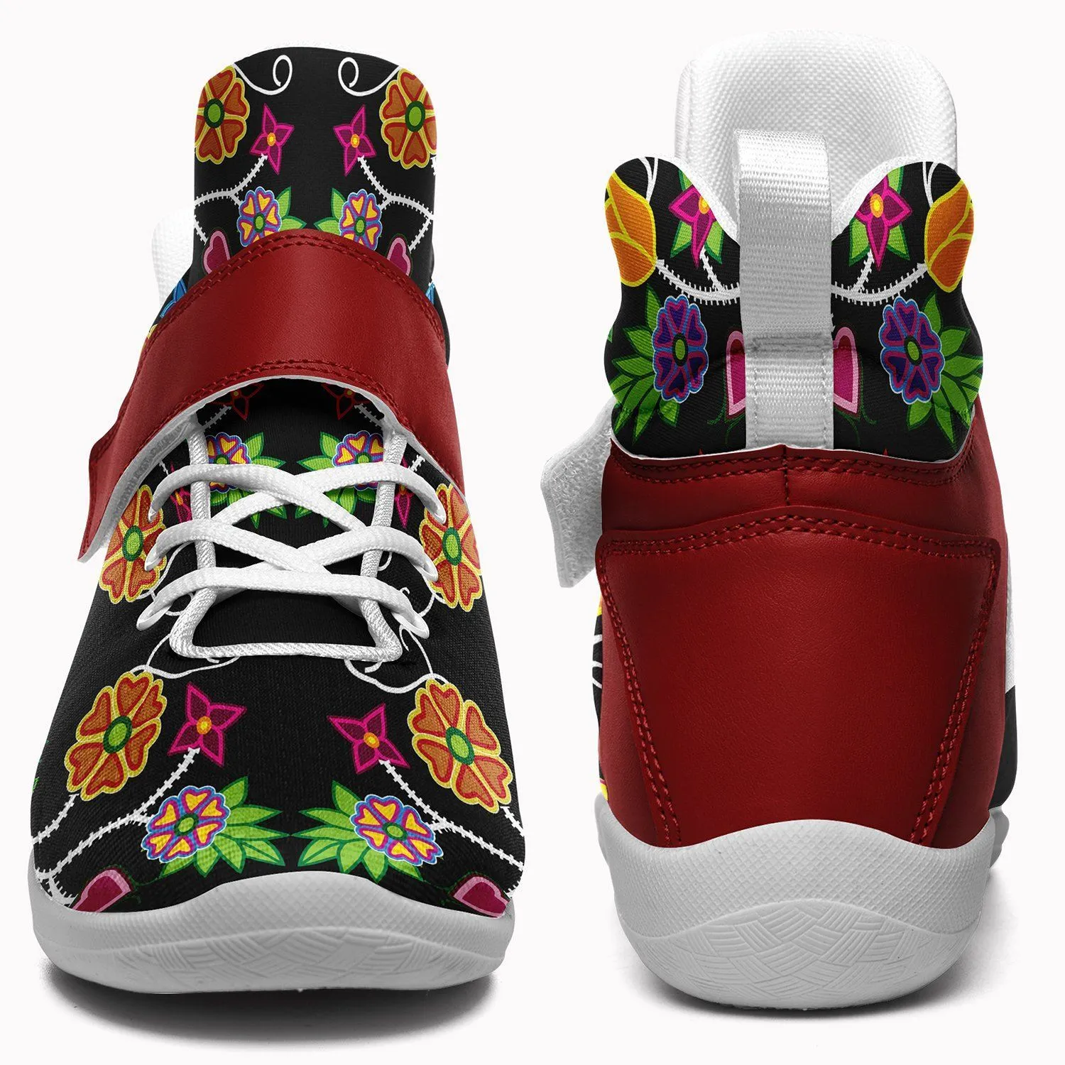 Floral Beadwork Ipottaa Basketball / Sport High Top Shoes - White Sole