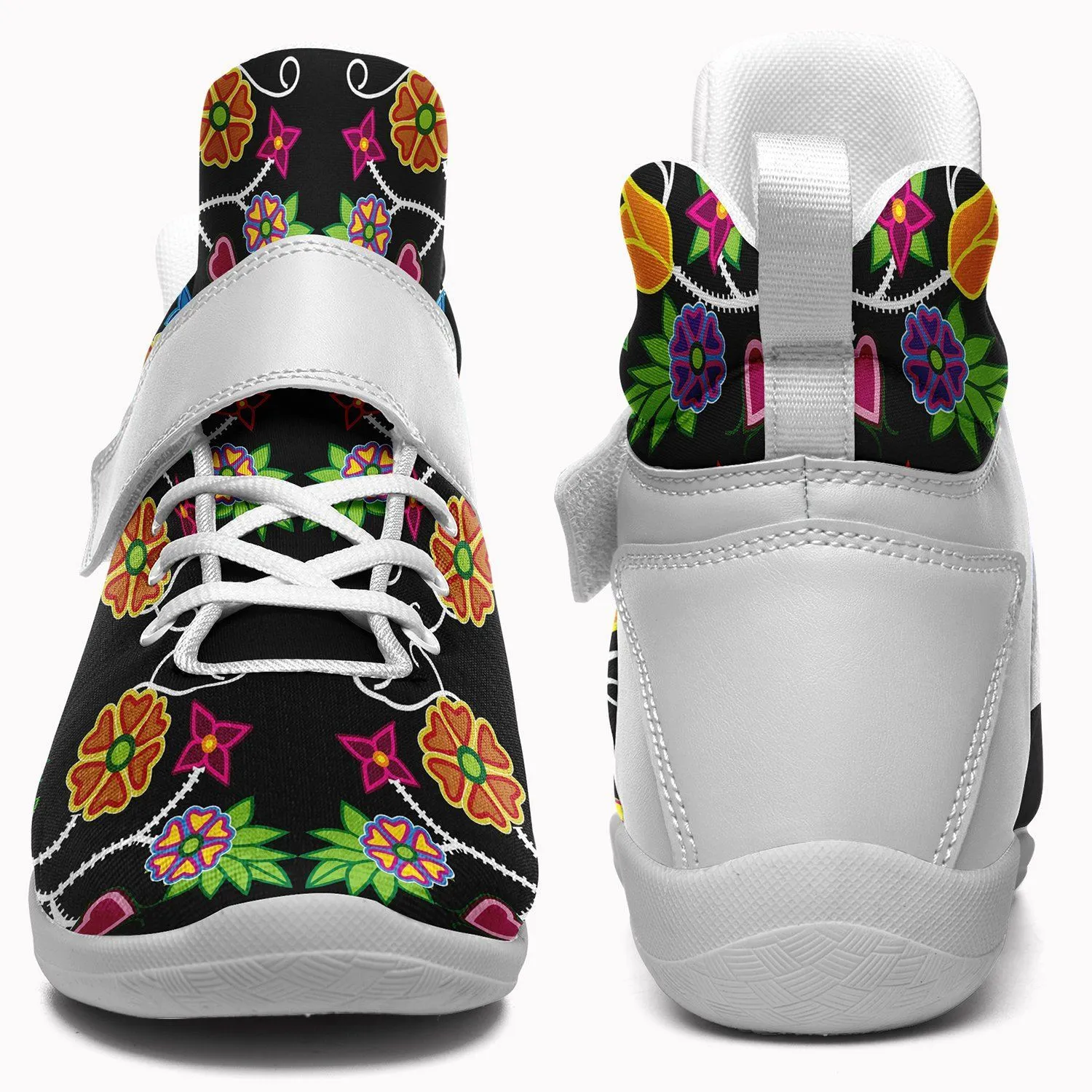 Floral Beadwork Ipottaa Basketball / Sport High Top Shoes - White Sole