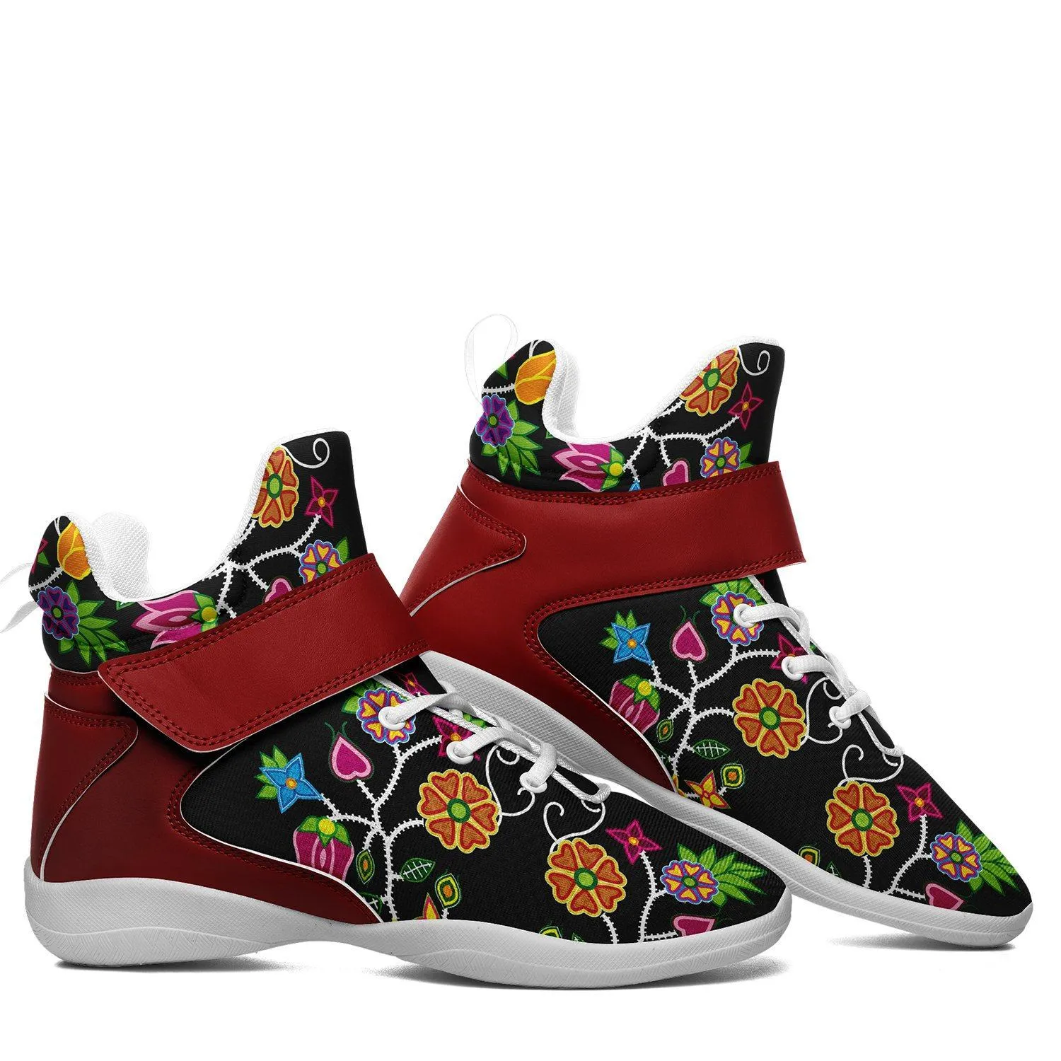 Floral Beadwork Ipottaa Basketball / Sport High Top Shoes - White Sole