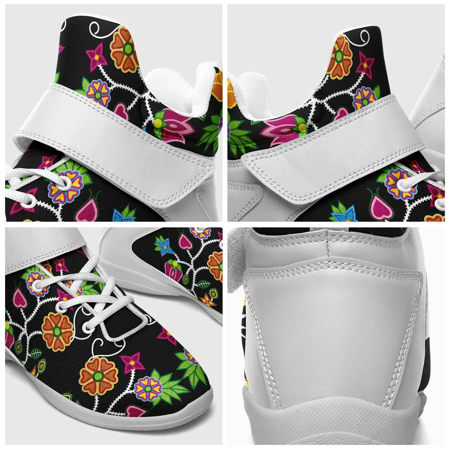 Floral Beadwork Ipottaa Basketball / Sport High Top Shoes - White Sole