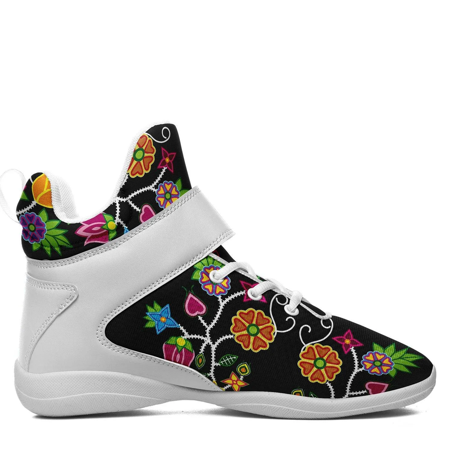 Floral Beadwork Ipottaa Basketball / Sport High Top Shoes - White Sole