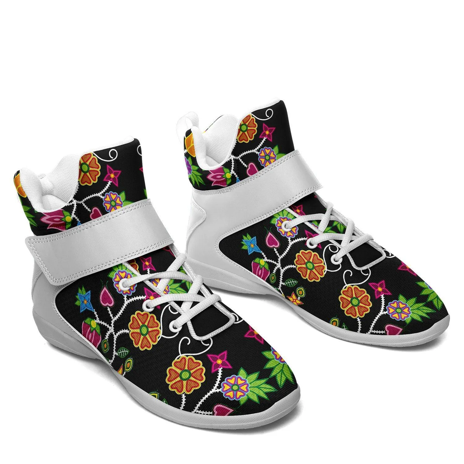 Floral Beadwork Ipottaa Basketball / Sport High Top Shoes - White Sole