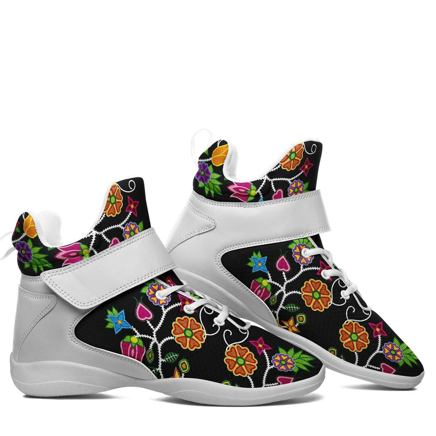 Floral Beadwork Ipottaa Basketball / Sport High Top Shoes - White Sole