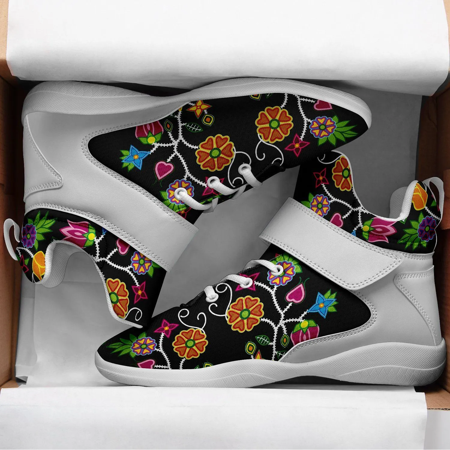 Floral Beadwork Ipottaa Basketball / Sport High Top Shoes - White Sole