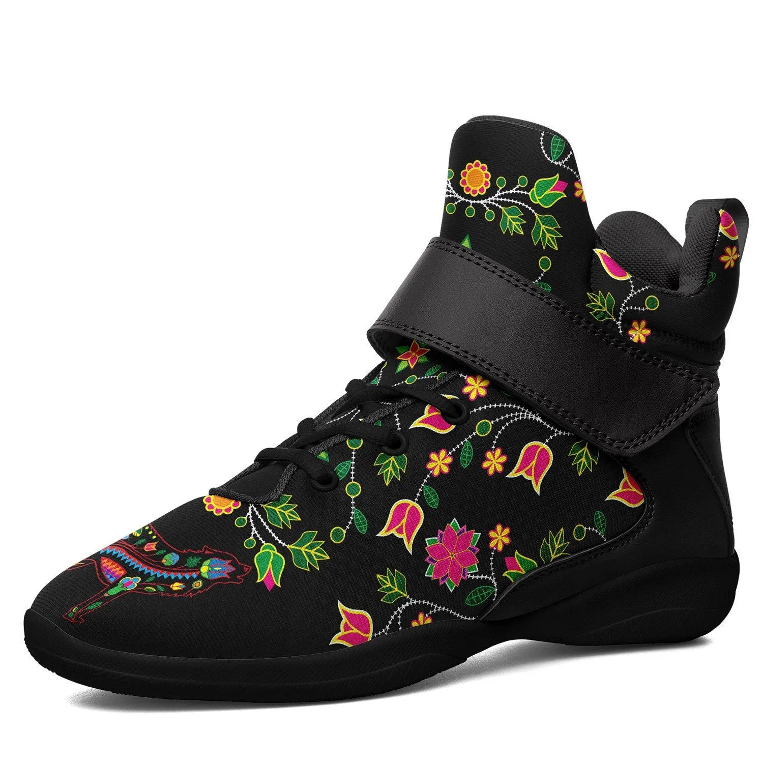 Floral Wolf Ipottaa Basketball / Sport High Top Shoes - Black Sole