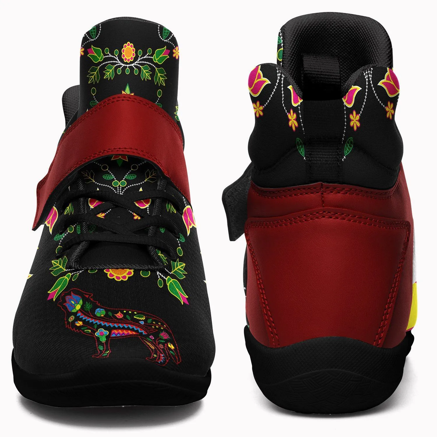 Floral Wolf Ipottaa Basketball / Sport High Top Shoes - Black Sole