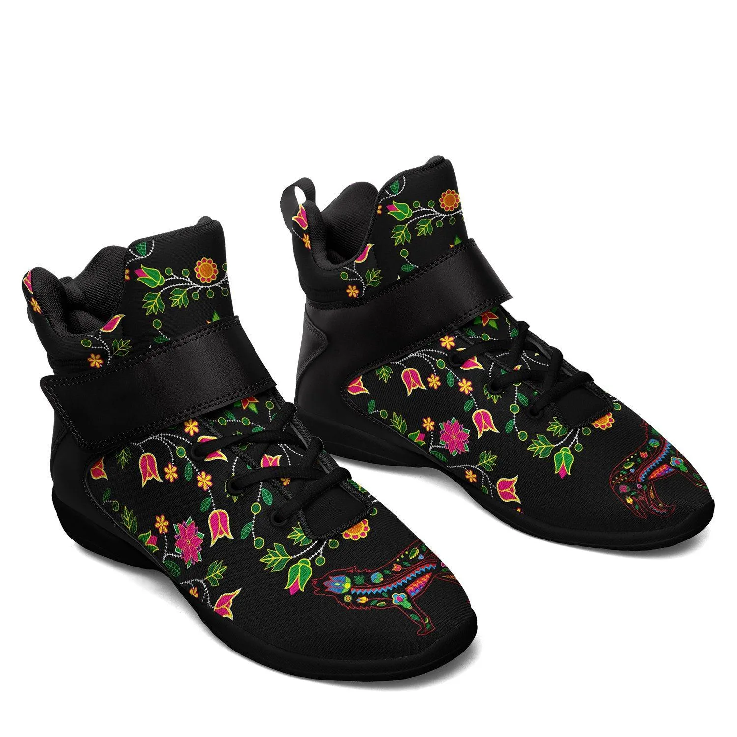 Floral Wolf Ipottaa Basketball / Sport High Top Shoes - Black Sole