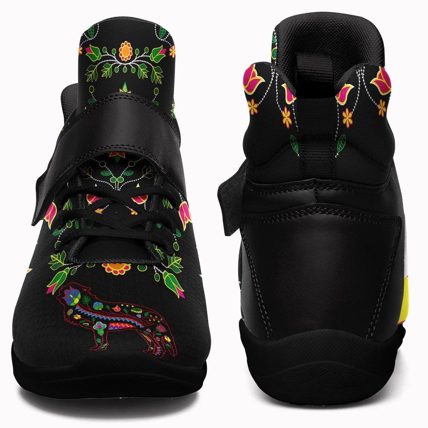 Floral Wolf Ipottaa Basketball / Sport High Top Shoes - Black Sole