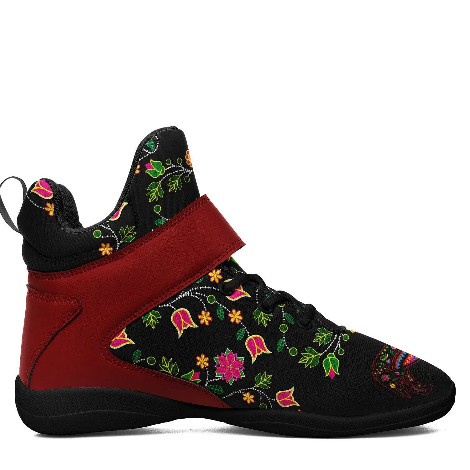 Floral Wolf Ipottaa Basketball / Sport High Top Shoes - Black Sole