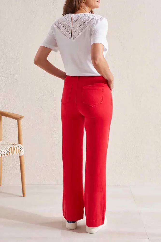 Fly Front Pant in Poppy Red by Tribal