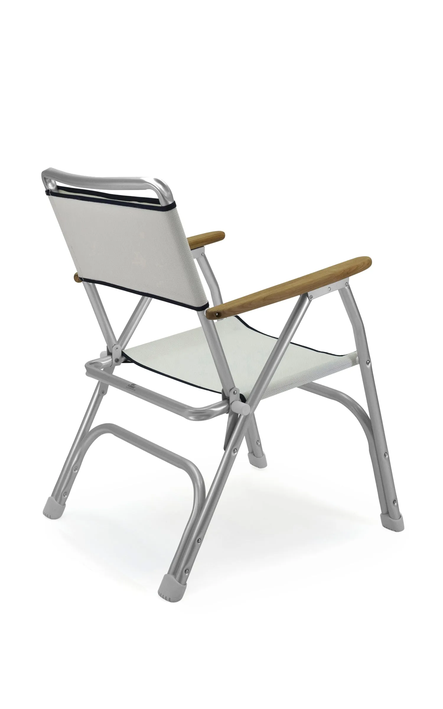 Folding Aluminum Boat Chair With Teak Armrests Textilene Fabric M100V