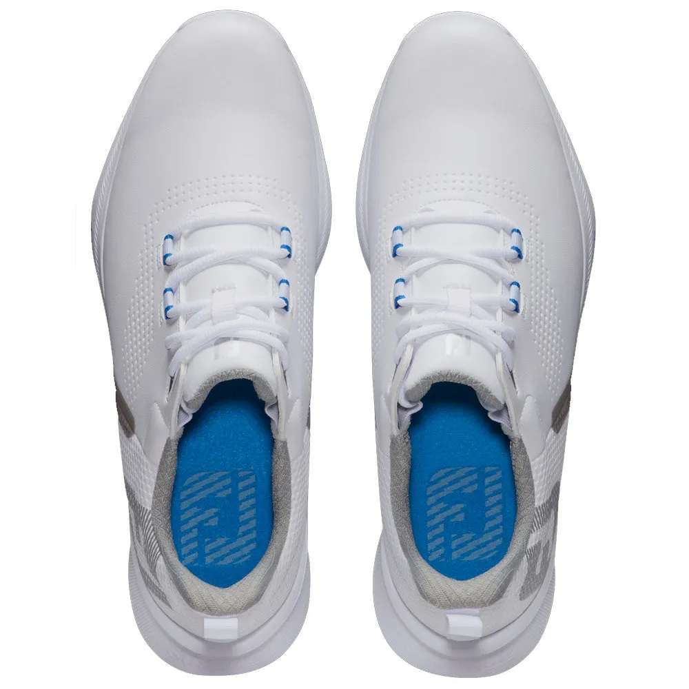 FootJoy Fuel Waterproof Spikeless Shoes - White/Grey/Blue