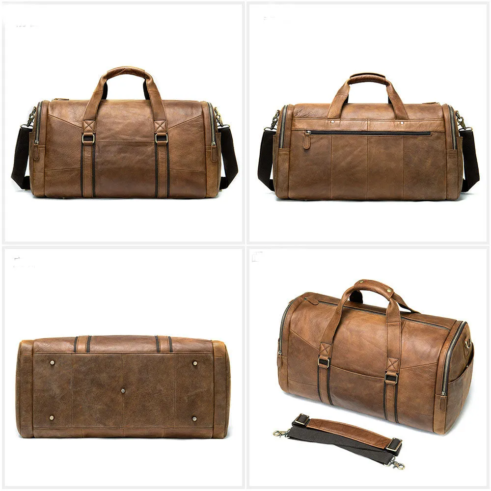 Full Grain Leather Business Bag, Men's Bag, Classic Fashion Bag, Shoulder Bag, Weekend Duffle Bag