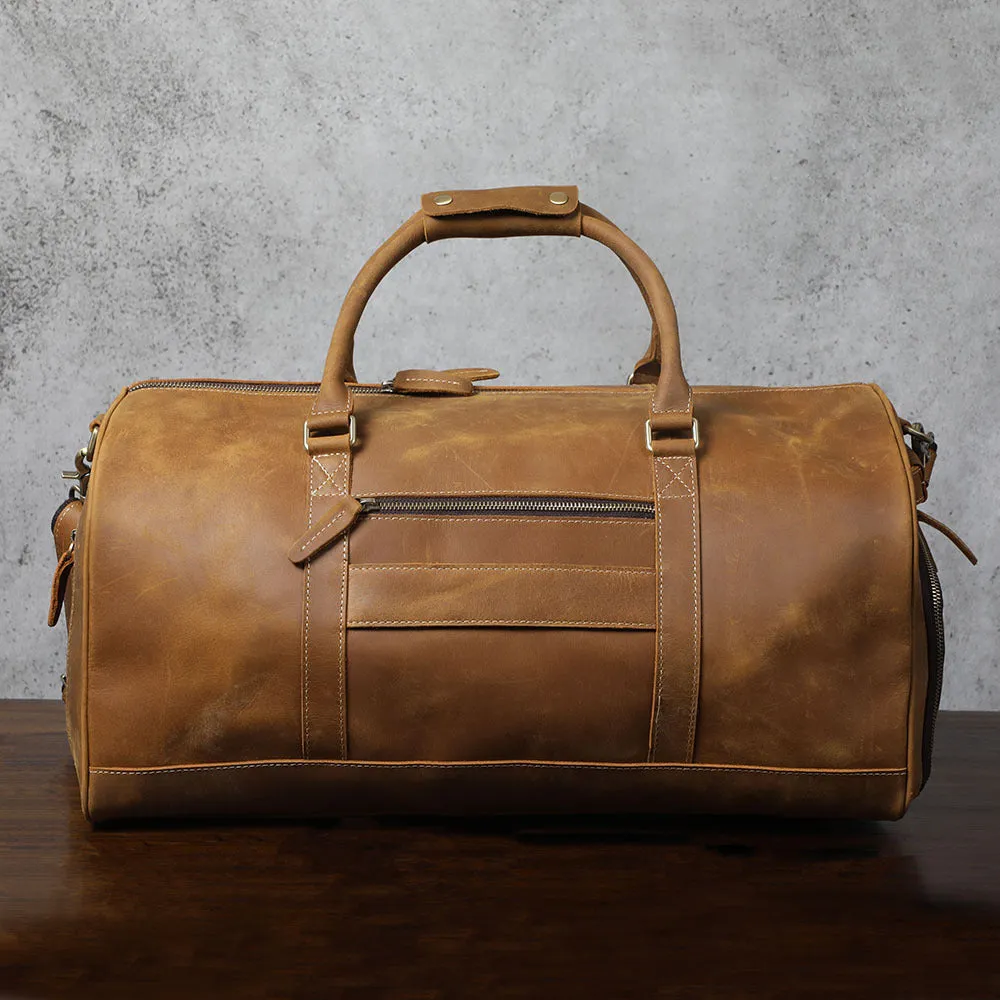 Full Grain Leather Duffle Bag Personalized Leather Travel Bag Large Capacity Leather Holdall Duffel Bag Mens Leather Gym bag