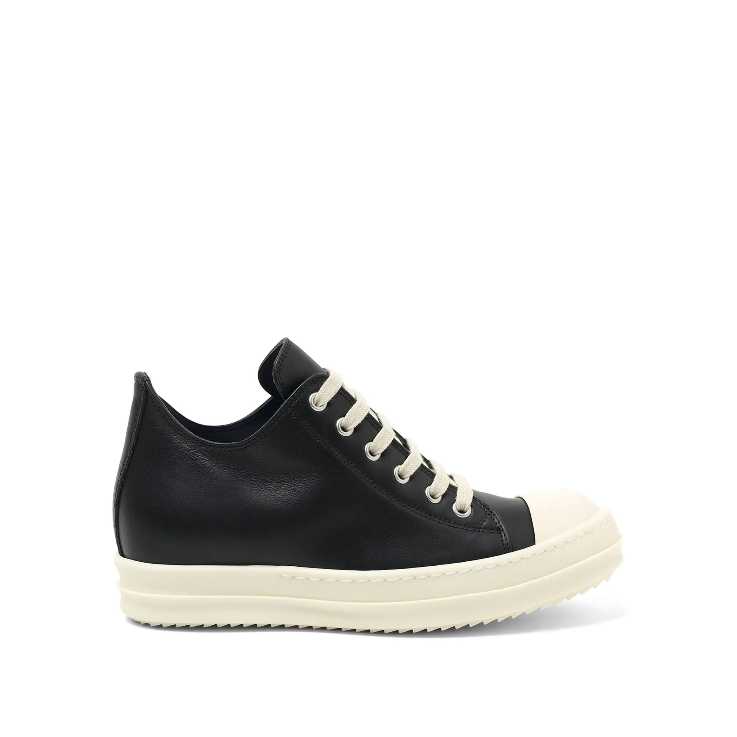 Full Grain Leather Low Sneaker in Black/Milk