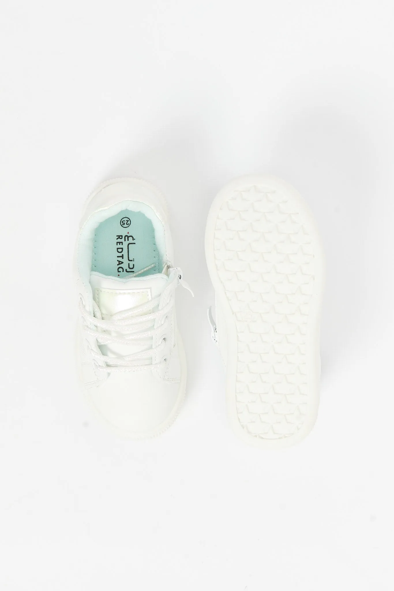 Girls White Lace Up Sneaker