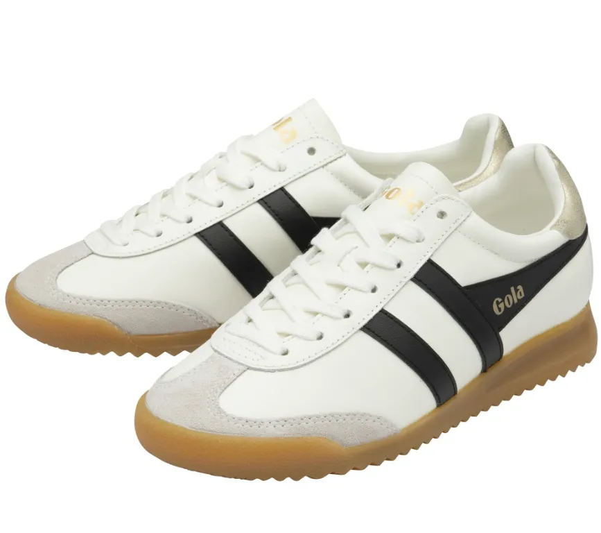 Gola Classics Women's Torpedo Leather Sneakers Off White/Black/Gold