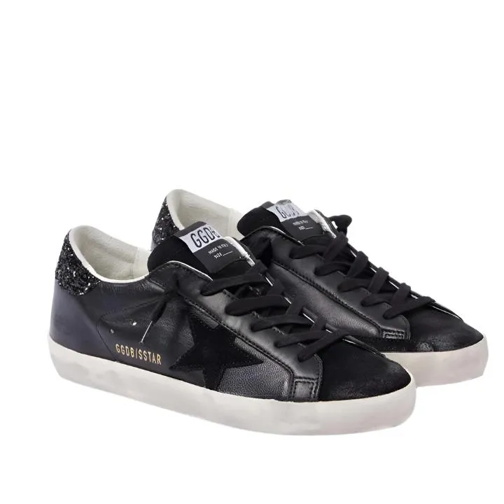 GOLDEN GOOSE SUPER-STAR CLASSIC WITH LIST BLK SNEAKERS