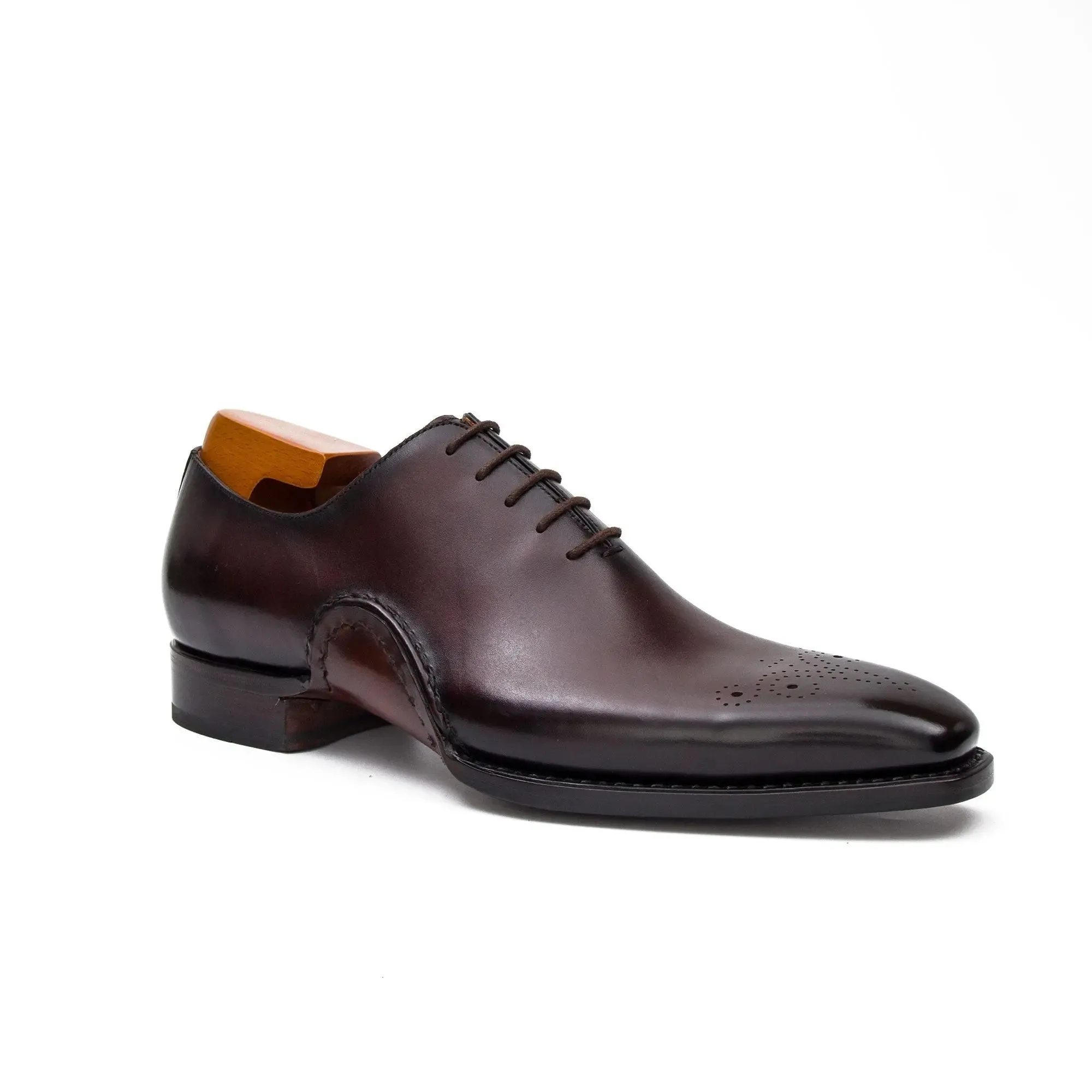 Goodyear Handmade Patina Oxford Shoes-Coffee