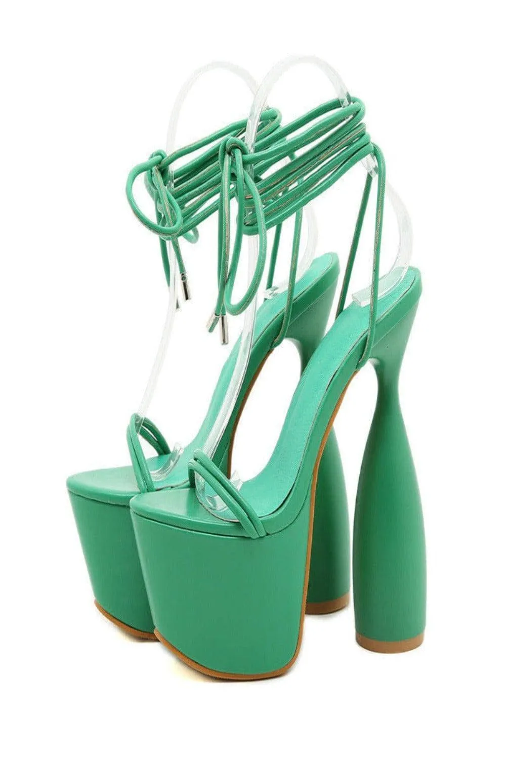 Green Chucky Platform High Heel Sandals