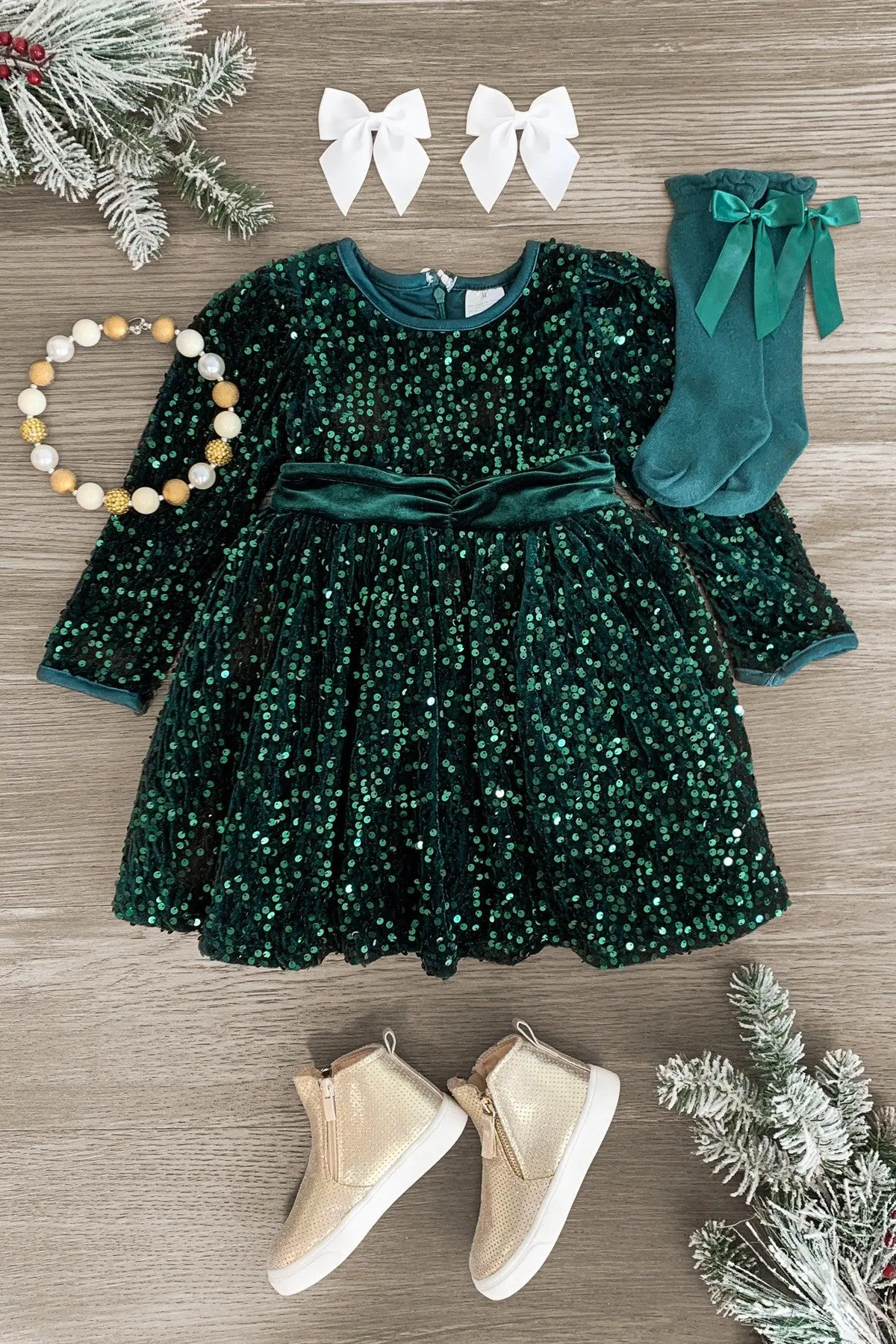 Green Velvet Sequin Dress