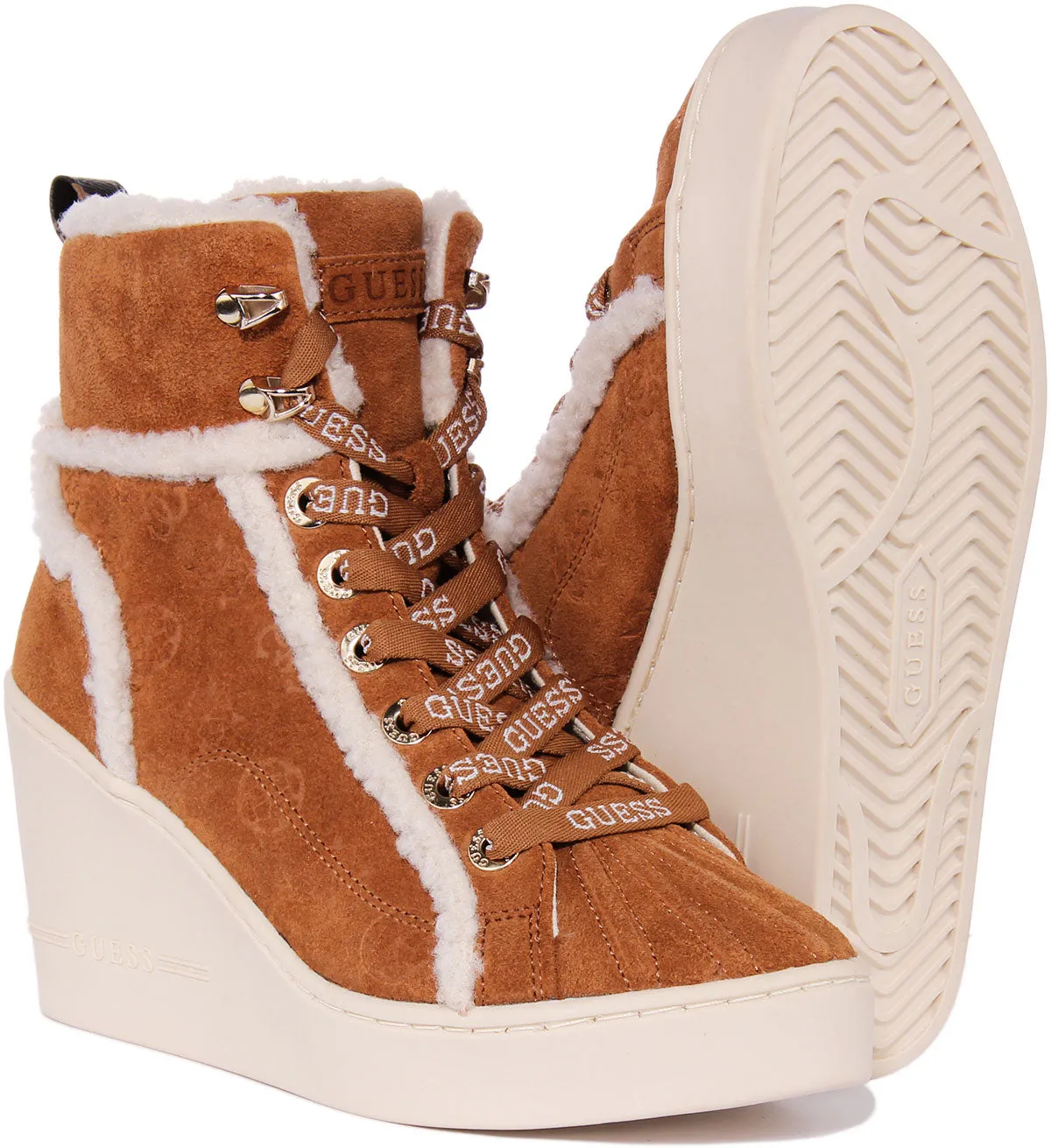 Guess Adalan 2 Wedge Sneaker In Cognac