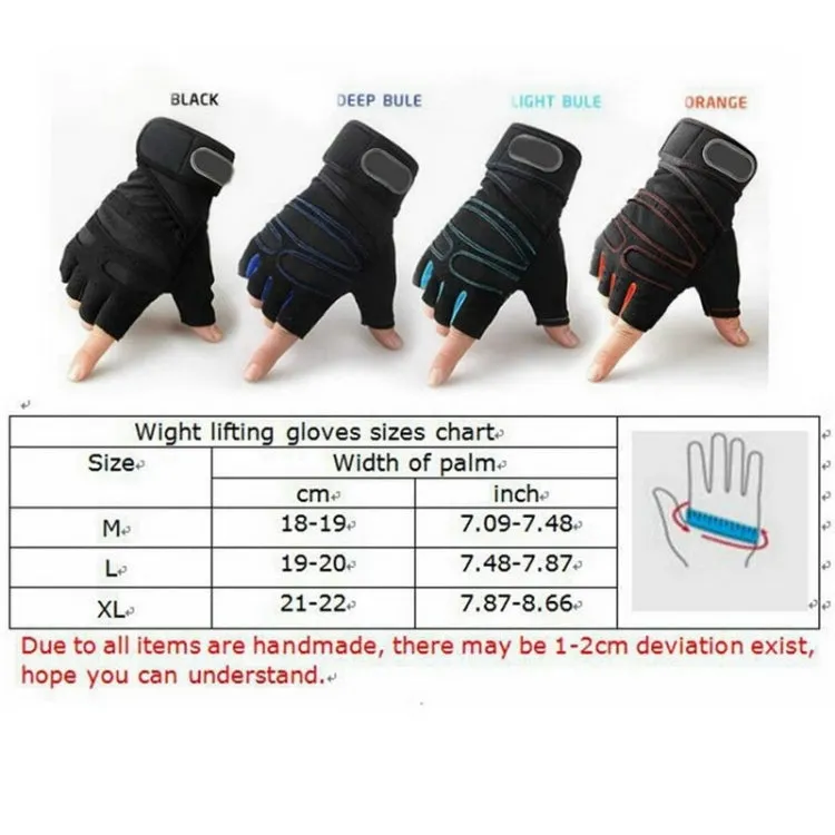 Gym Gloves Heavyweight Sports Exercise Weight Lifting Gloves Body Building Training Sport Fitness Gloves, Size:L(Blue)