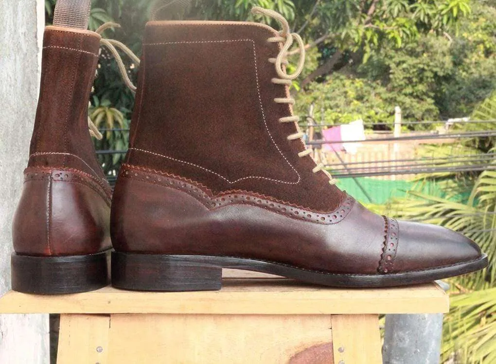 Handmade Brown Ankle Boot  For Men