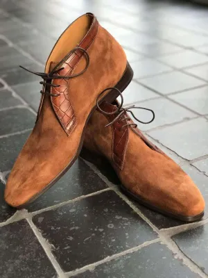 Handmade Brown Leather Suede Chukka Boot