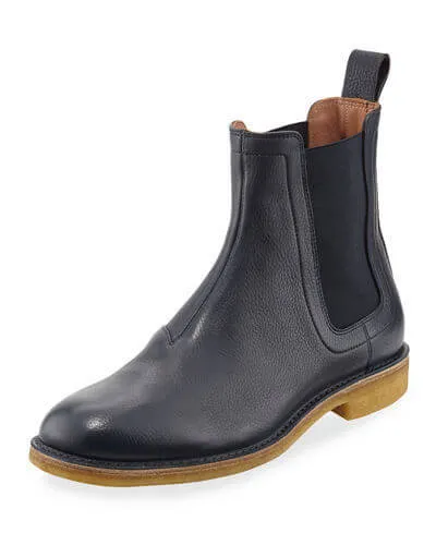 Handmade Chelsea Leather Boots Men, Soft Calf Leather Crepe sole Men Dress Boot