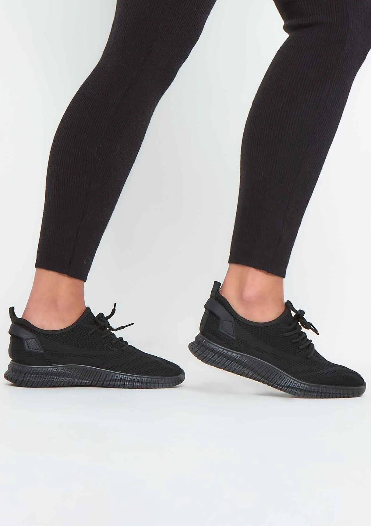 Hannah Black Knitted Trainers