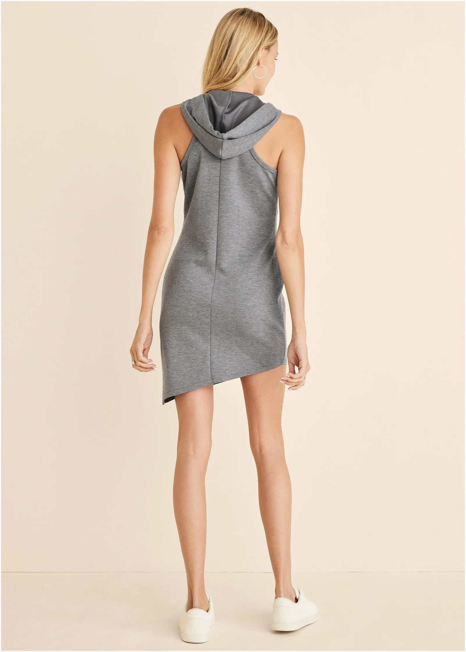 Hooded Seam Detail Dress - Medium Heather Grey