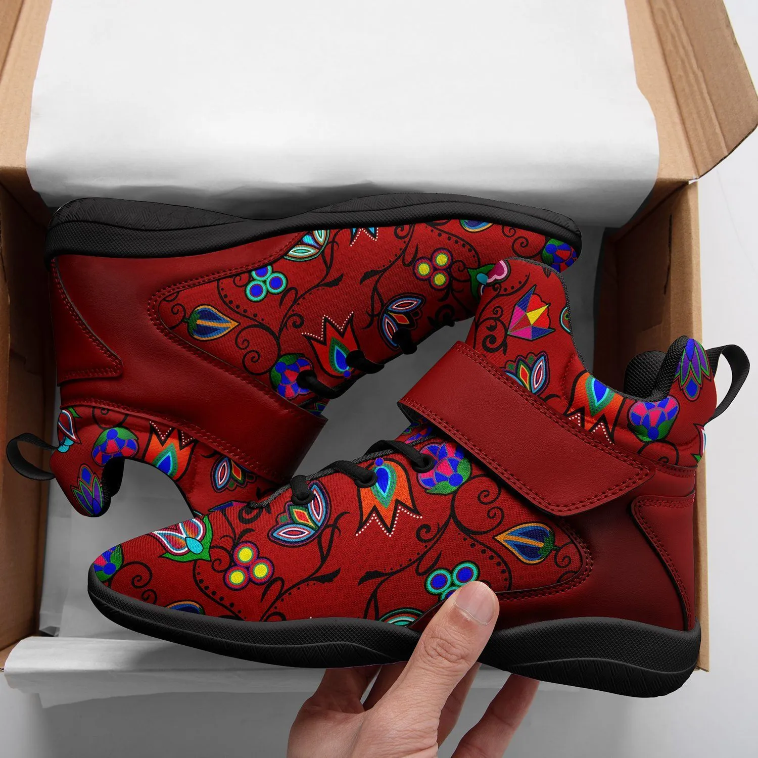 Indigenous Paisley Dahlia Ipottaa Basketball / Sport High Top Shoes - Black Sole