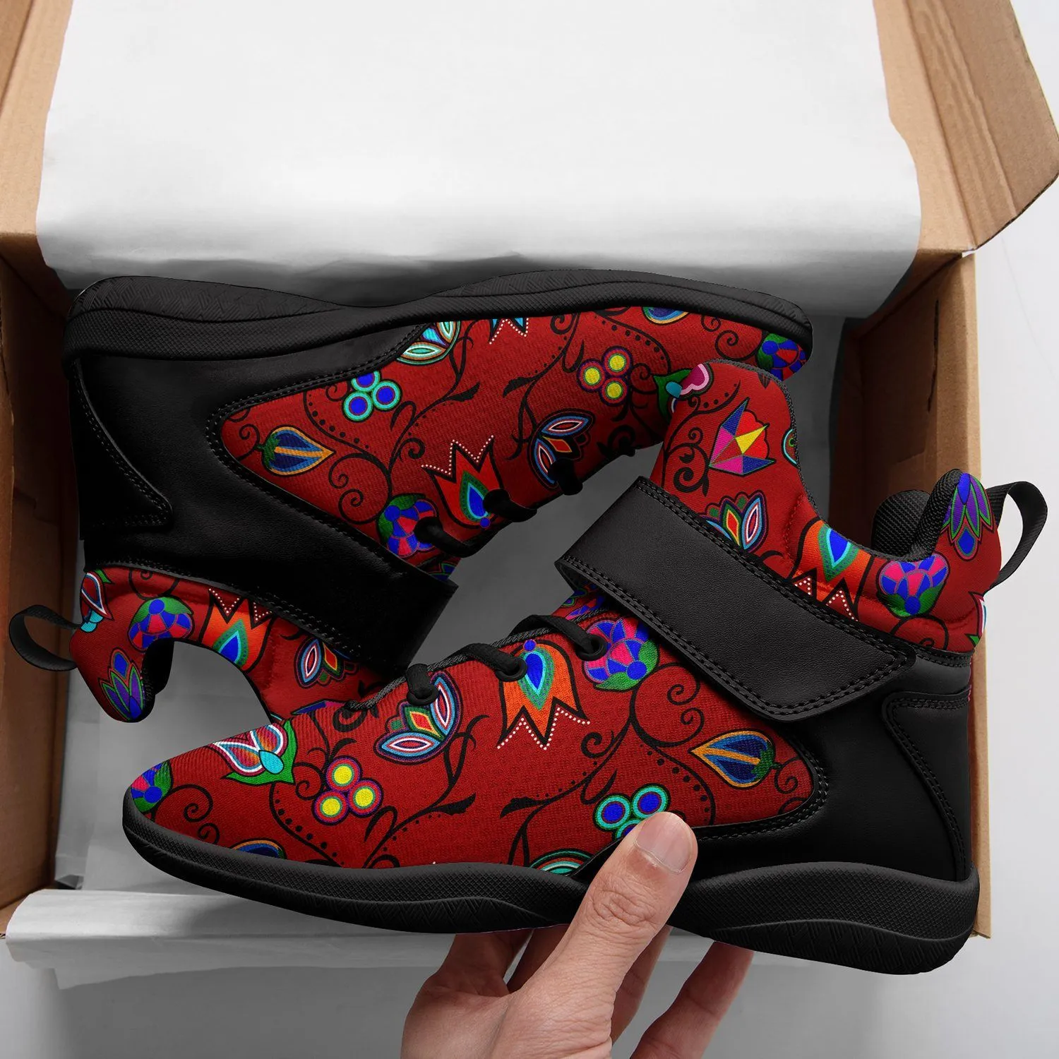 Indigenous Paisley Dahlia Ipottaa Basketball / Sport High Top Shoes - Black Sole