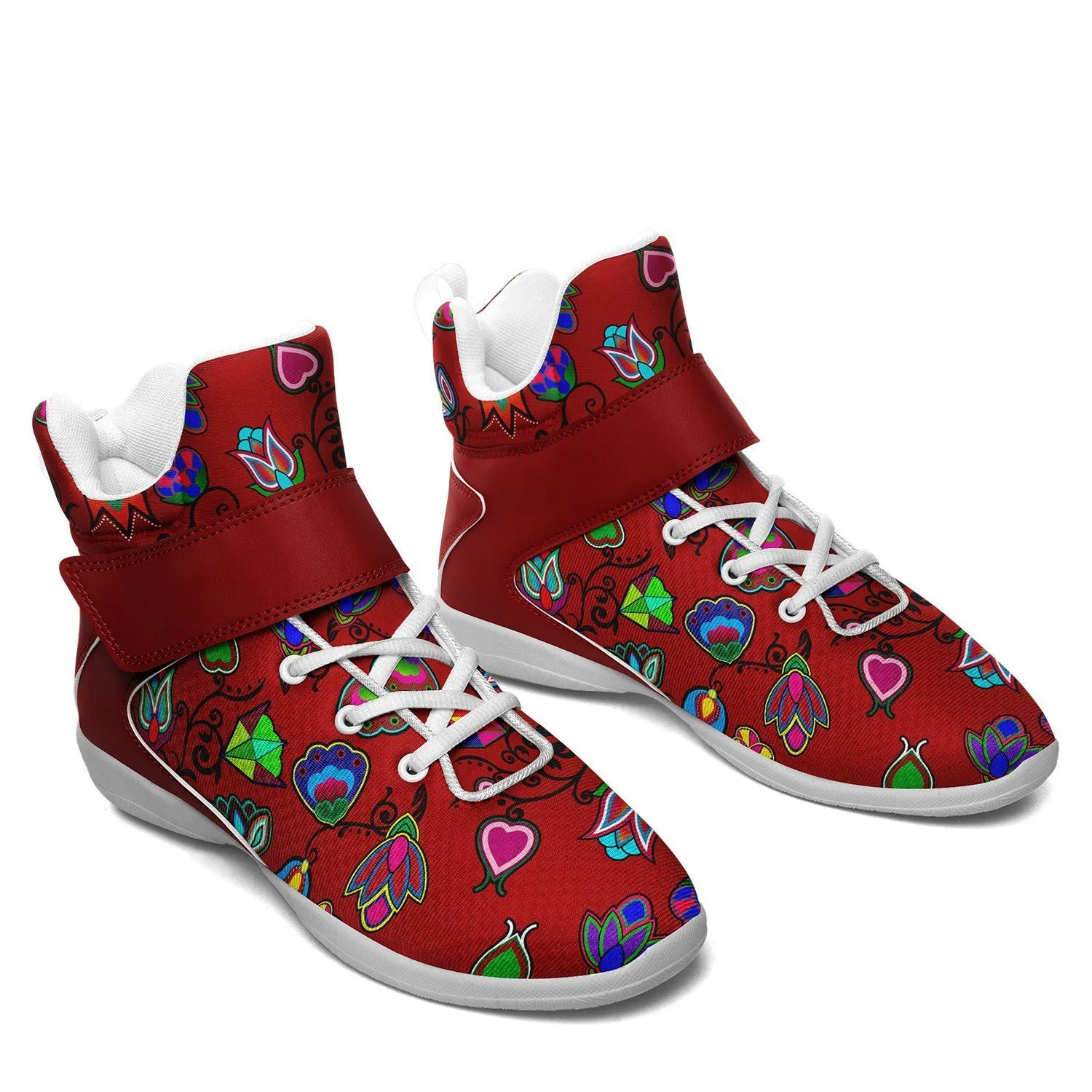 Indigenous Paisley Dahlia Ipottaa Basketball / Sport High Top Shoes - White Sole