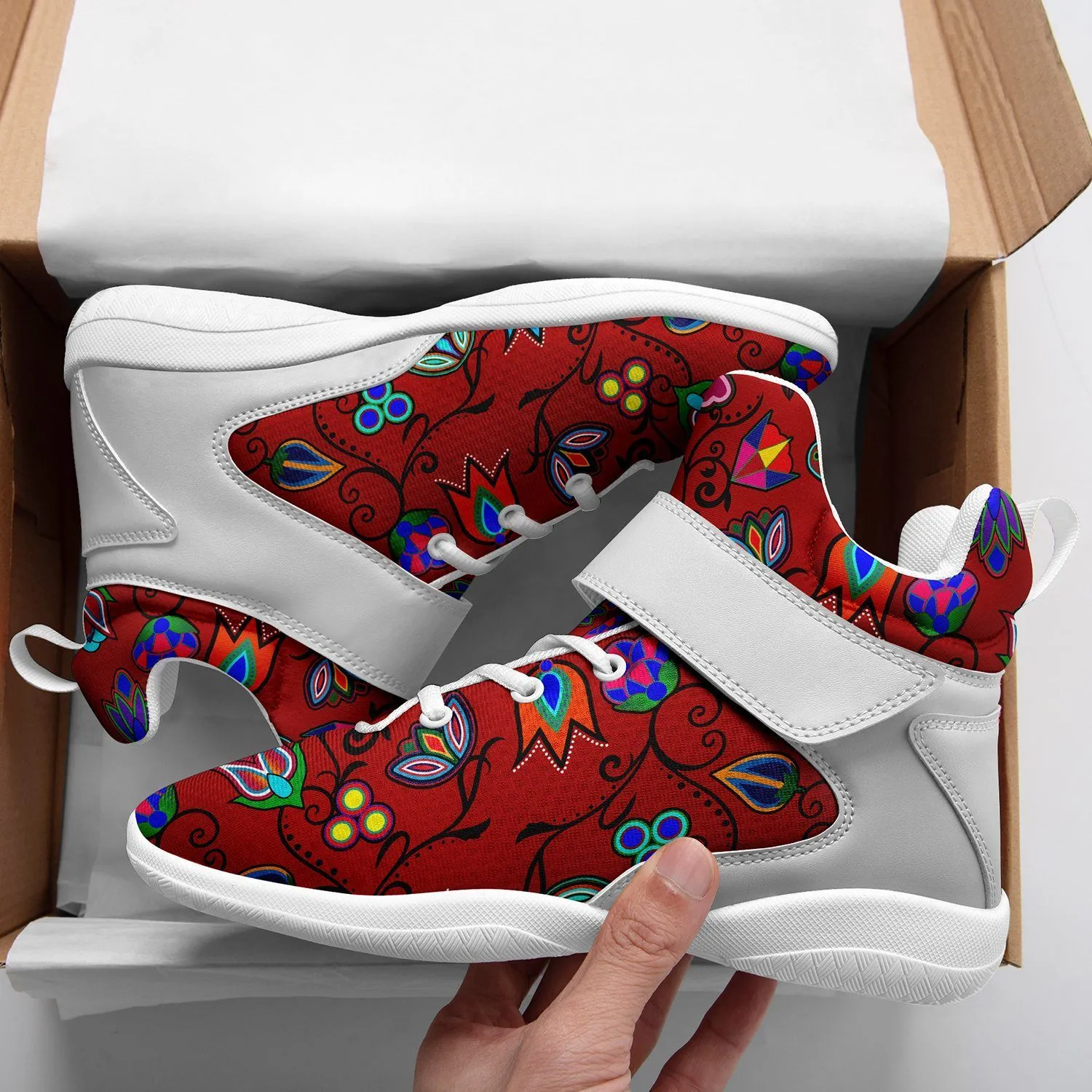 Indigenous Paisley Dahlia Ipottaa Basketball / Sport High Top Shoes - White Sole