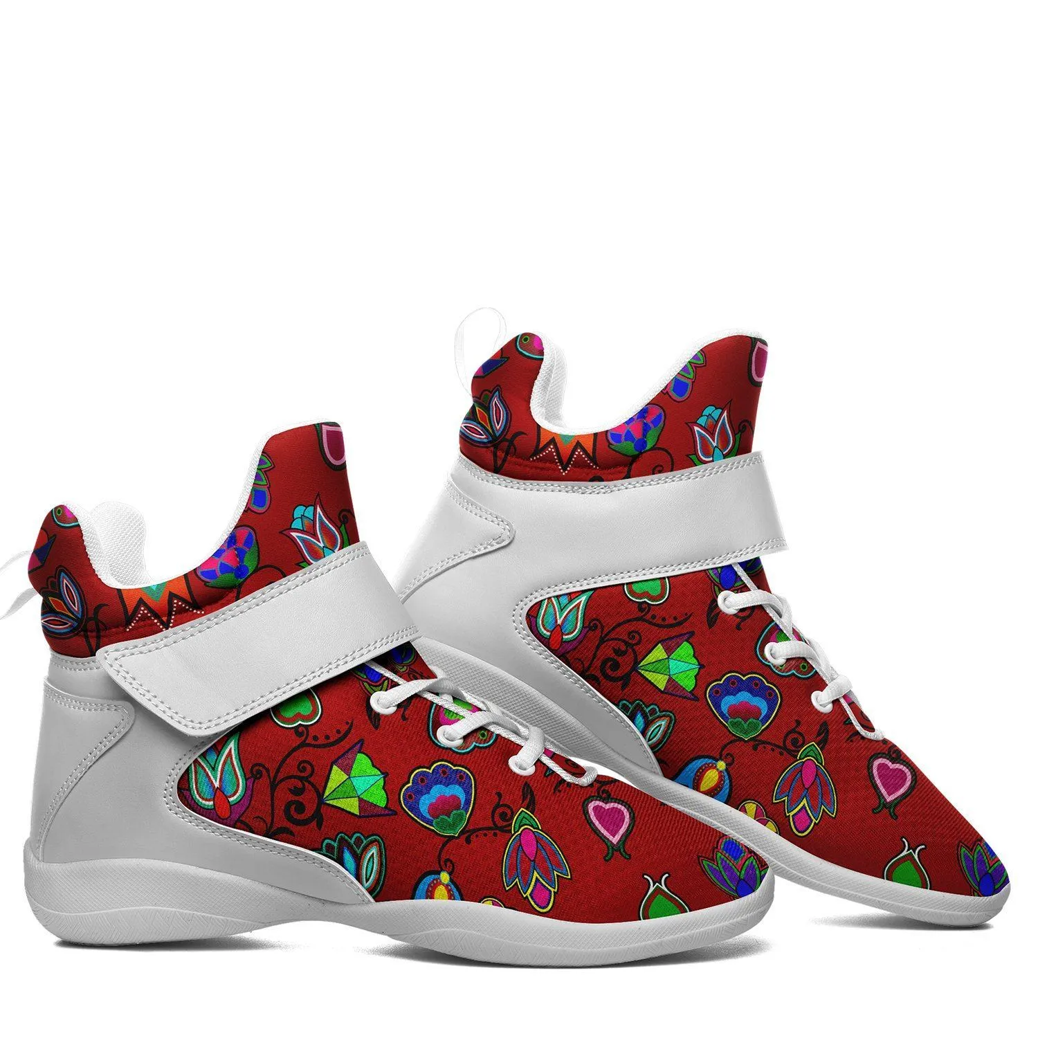 Indigenous Paisley Dahlia Ipottaa Basketball / Sport High Top Shoes - White Sole