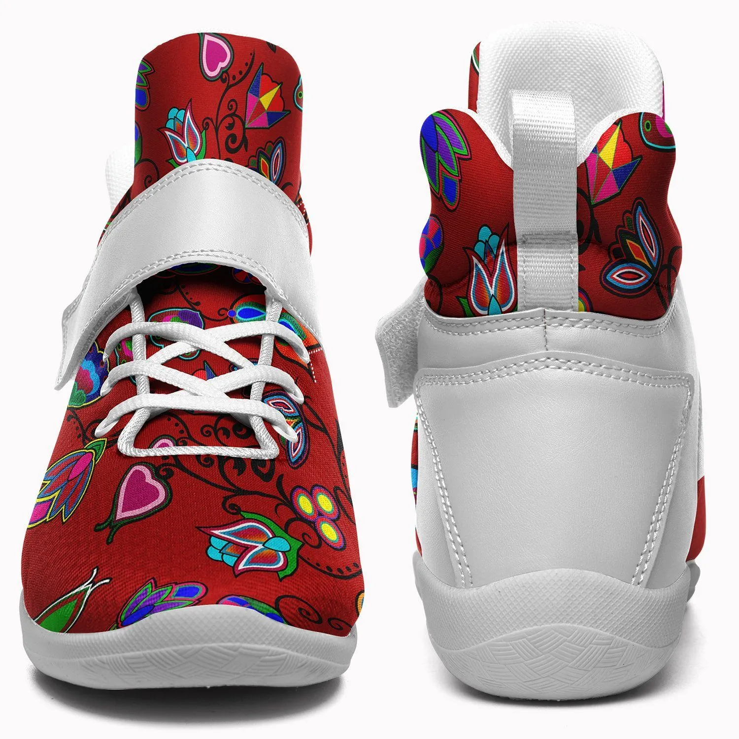 Indigenous Paisley Dahlia Ipottaa Basketball / Sport High Top Shoes - White Sole