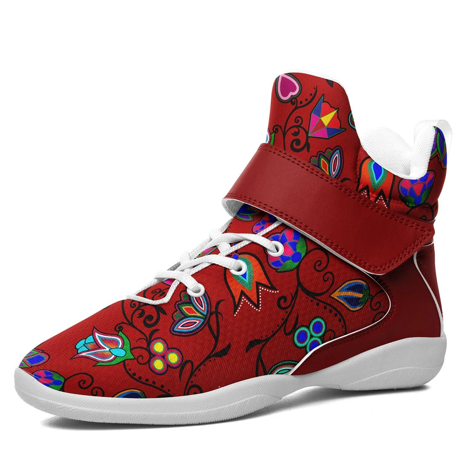 Indigenous Paisley Dahlia Ipottaa Basketball / Sport High Top Shoes - White Sole