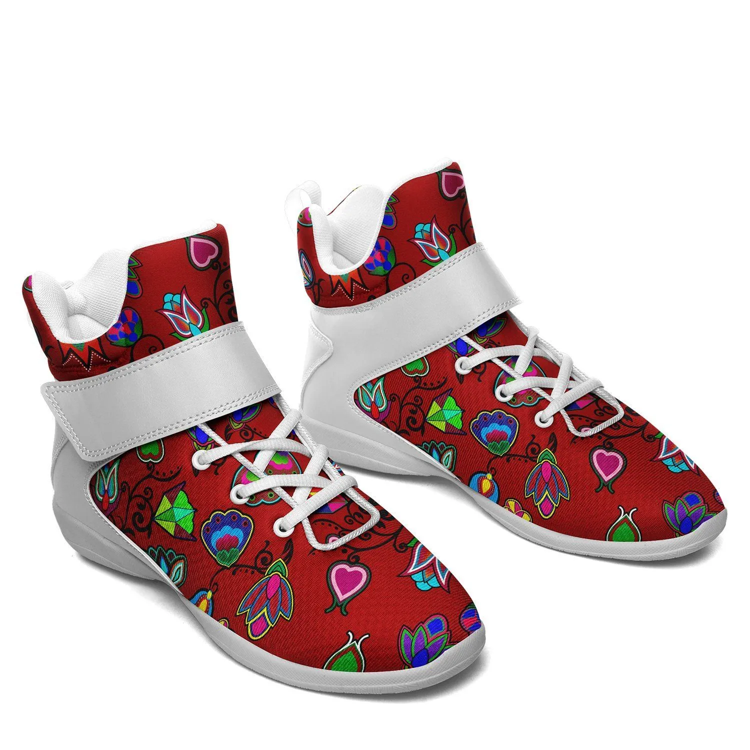 Indigenous Paisley Dahlia Ipottaa Basketball / Sport High Top Shoes - White Sole