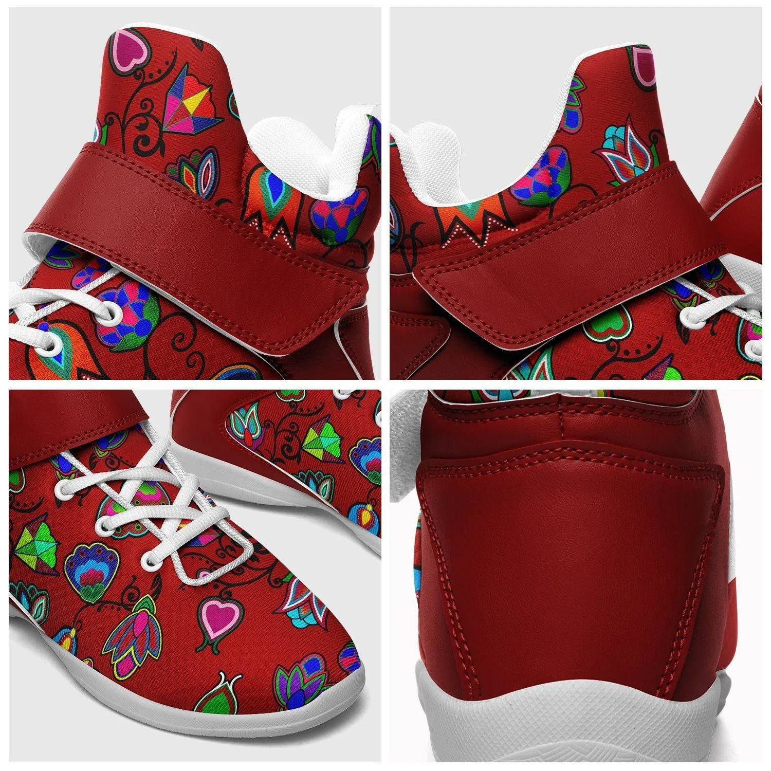 Indigenous Paisley Dahlia Ipottaa Basketball / Sport High Top Shoes - White Sole